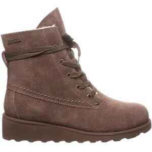 Bearpaw Krista Hickory Brown Suede Leather Sheepskin wedge bootie Sz 10